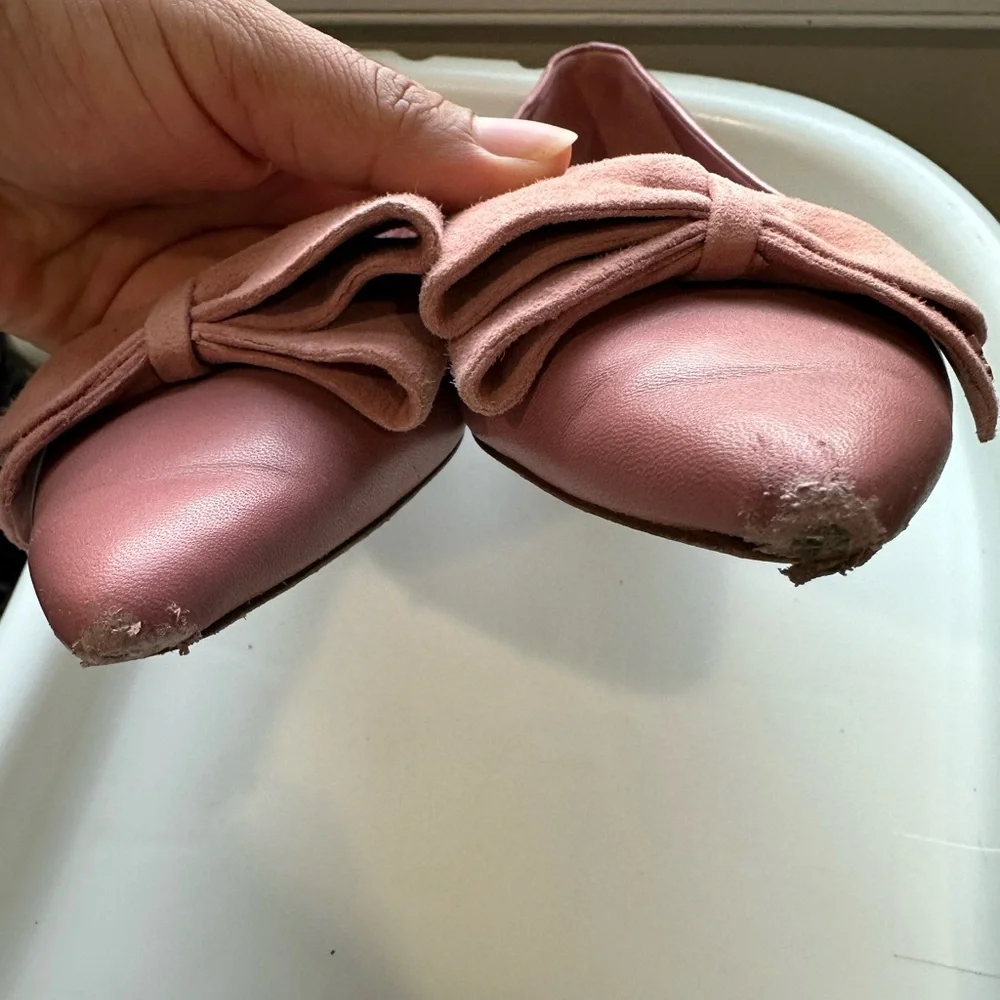 Tory Burch Pointed Bow Flats in Dusty Rose